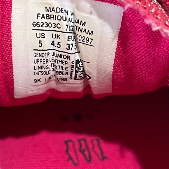 Converse All Star Pink Junior/Youth Size 5 Double Tongue Sneakers - Picture 5 of 5